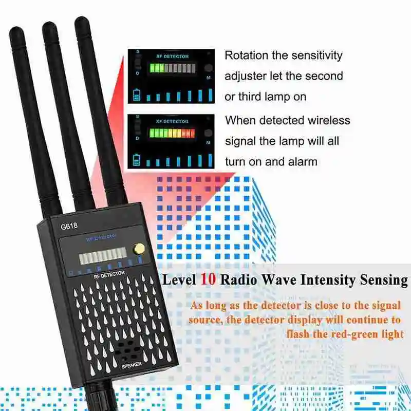 G618 Detector Hidden Camera Detector Anti-eavesdropping Signal Signal CDMA 3 Antenna Finder Detector Wireless Anti-spyware A6Q9
G618 Detector Hidden Camera Detector Anti-eavesdropping Signal Signal CDMA 3 Antenna Finder Detector Wireless Anti-spyware A6Q9