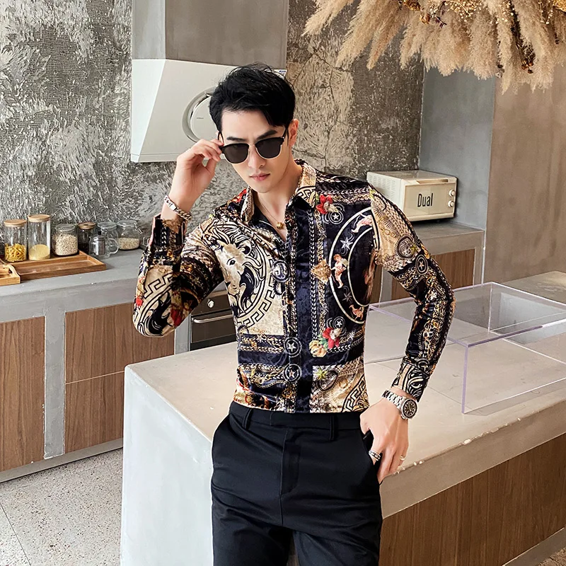 Autumn and Winter New Fashion Printing Boutique Gold Velvet Thick Warm Casual Men's Long-sleeved Shirt Stretch Male slim Shirts
Autumn and Winter New Fashion Printing Boutique Gold Velvet Thick Warm Casual Men's Long-sleeved Shirt Stretch Male slim Shirts