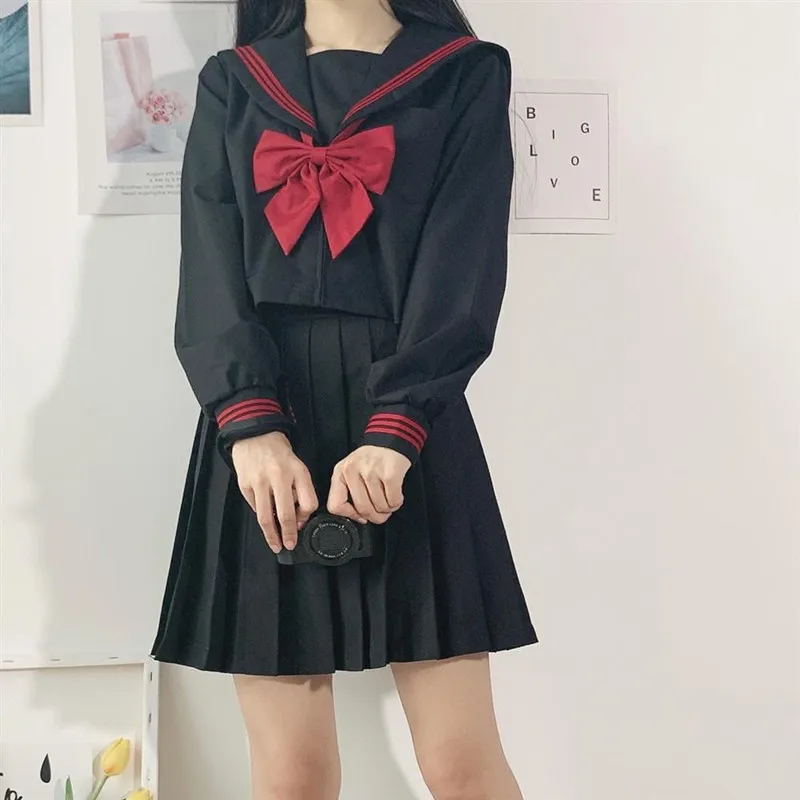 Girls Japanese School Uniform Basic Pleated Skirt JK Uniform Black Sailor Suits Harajuku Shirt Embroidered Top Casual Streetwear
Girls Japanese School Uniform Basic Pleated Skirt JK Uniform Black Sailor Suits Harajuku Shirt Embroidered Top Casual Streetwear