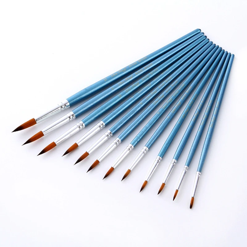 12pcs Blue Color Nylon Hair Round Watercolor Paint Brushes Set Different Shape Tips Painting Brush for Watercolor Oil Acrylic
12pcs Blue Color Nylon Hair Round Watercolor Paint Brushes Set Different Shape Tips Painting Brush for Watercolor Oil Acrylic