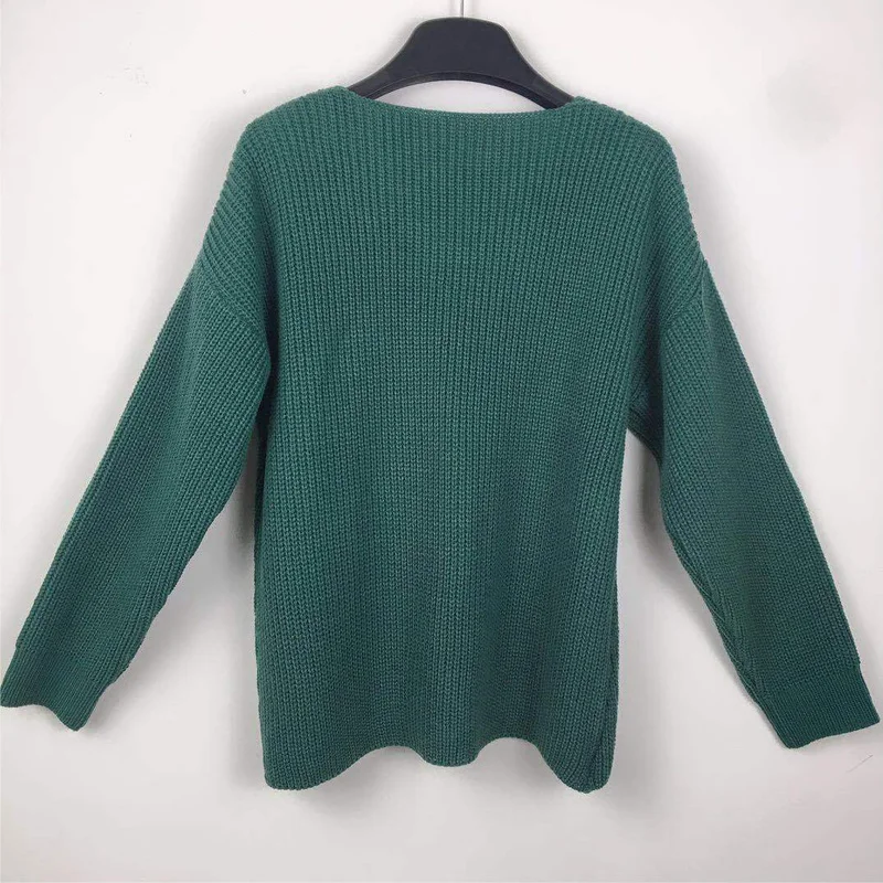 Autumn fashion casual women's V-neck long-sleeved loose solid color knitted top S-V
Autumn fashion casual women's V-neck long-sleeved loose solid color knitted top S-V
