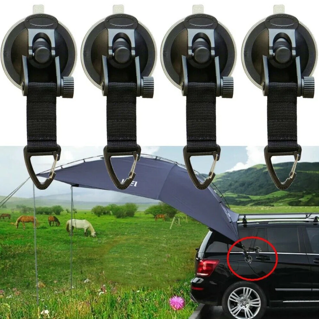 4Pcs Universal Strong Suction Cup Anchor Securing Hook Tie Down Camping Tarp Boat Car Side Awning Black
4Pcs Universal Strong Suction Cup Anchor Securing Hook Tie Down Camping Tarp Boat Car Side Awning Black