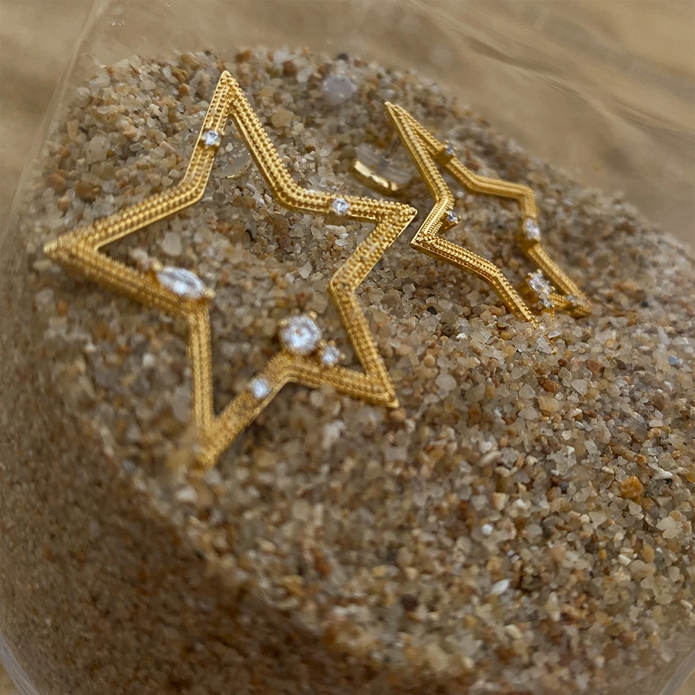 Простые серьги с пятиконечной звездой, инкрустированные бриллиантами, Модные индивидуальные летние серьги-гвоздики для женщин 
Простые серьги с пятиконечной звездой, инкрустированные бриллиантами, Модные индивидуальные летние серьги-гвоздики для женщин