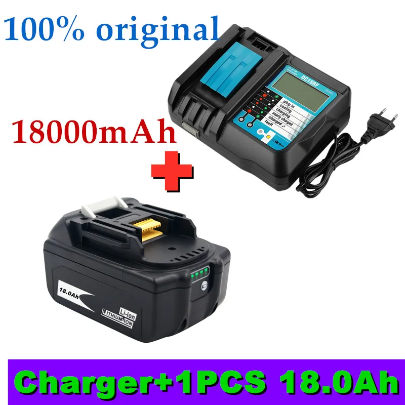 

18V18Ah Battery 18000mah Li-Ion Battery Replacement Power Battery for MAKITA BL1880 BL1860 BL1830battery+4A Charger