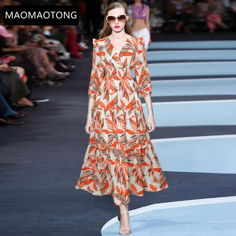 Runway Fashion Autumn Long Dress 2021 New Women's V-Neck Lantern Sleeve Elastic Waist Floral Print Party Dress
Runway Fashion Autumn Long Dress 2021 New Women's V-Neck Lantern Sleeve Elastic Waist Floral Print Party Dress