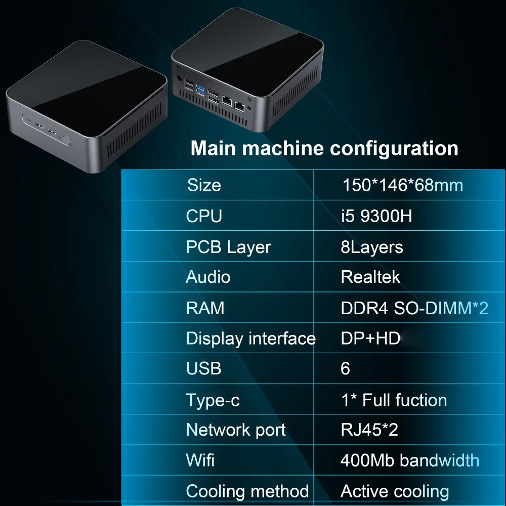 Mini PC Computer i5 9300H Intel Quad-core Processor Dual Gigabit Ethernet Ports 128/256G Mini Gaming Desktop PC for Windows 10
Mini PC Computer i5 9300H Intel Quad-core Processor Dual Gigabit Ethernet Ports 128/256G Mini Gaming Desktop PC for Windows 10