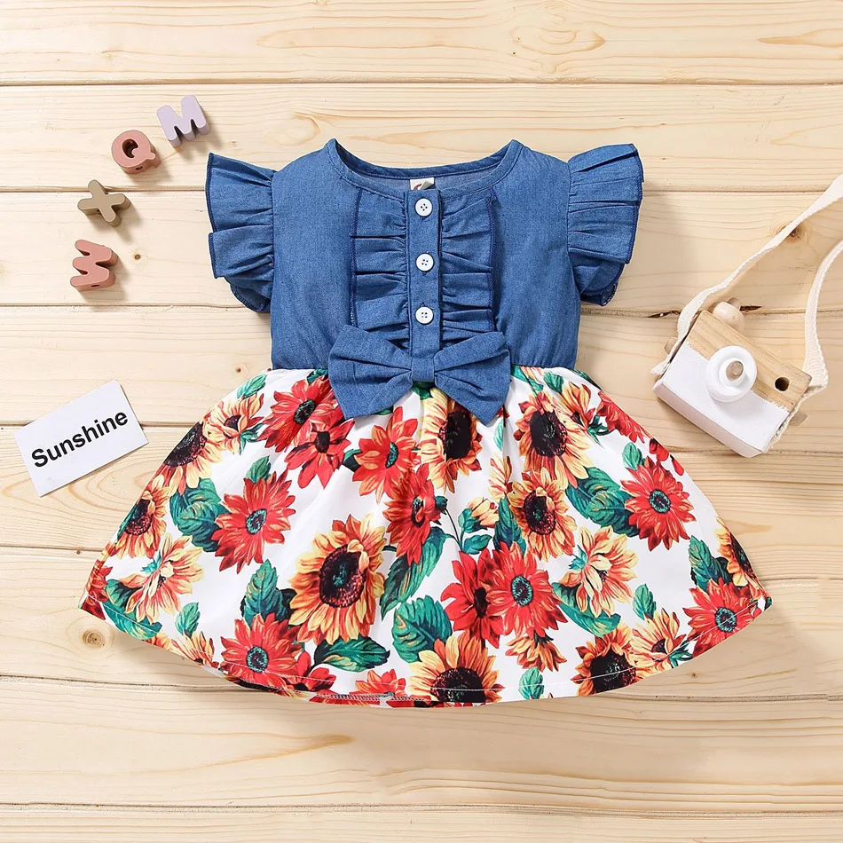 Girls Princess Dress Summer Baby Denim Ruffle Sleeves Cowboy Floral Print Tutu Beach Bohemia Clothing Party Children Costume
Girls Princess Dress Summer Baby Denim Ruffle Sleeves Cowboy Floral Print Tutu Beach Bohemia Clothing Party Children Costume