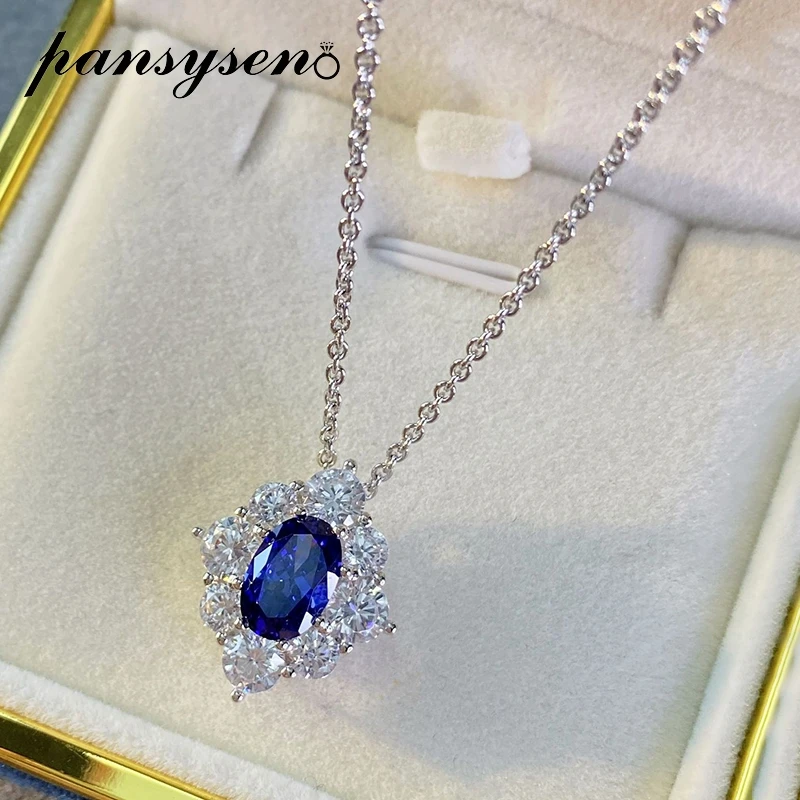 PANSYSEN Vintage 100% 925 Sterling Silver 6*9MM Oval Created Moissanite Sapphire Gemstone Pendant Necklaces Women Fine Jewelry
PANSYSEN Vintage 100% 925 Sterling Silver 6*9MM Oval Created Moissanite Sapphire Gemstone Pendant Necklaces Women Fine Jewelry
