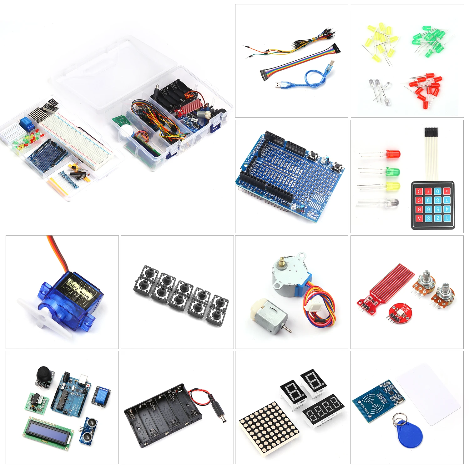 Project Beginner Learning Kit Electronic Starter Kit with Sensors Stepper Motor Breadboard Jumper Wire LED Electronics Component
Project Beginner Learning Kit Electronic Starter Kit with Sensors Stepper Motor Breadboard Jumper Wire LED Electronics Component