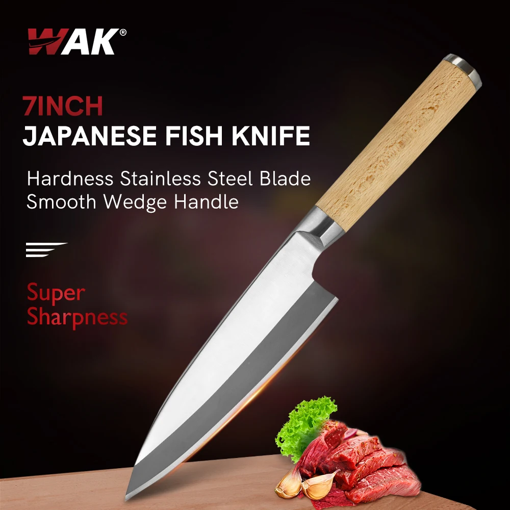 WAK Professional 180mm Japanese High Carbon Steel Knife Fish Filleting Sashimi Sushi Slicing Carving Chef Knife Cleaver Knife
WAK Professional 180mm Japanese High Carbon Steel Knife Fish Filleting Sashimi Sushi Slicing Carving Chef Knife Cleaver Knife
