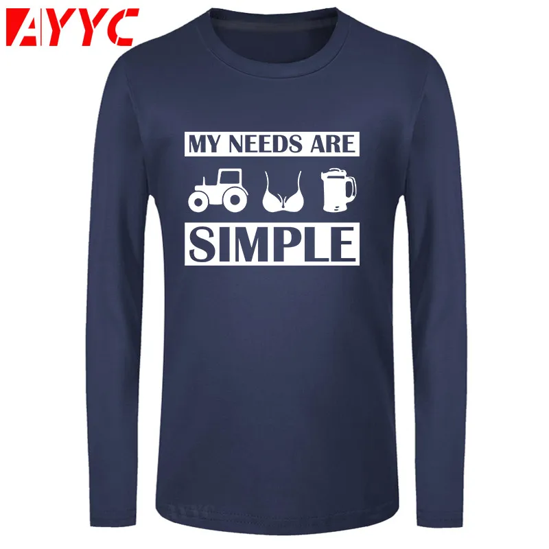AYYC long sleeve tee Beer T Shirt Men Funny Tractor Boobs Cotton Hommes My Needs Are Simple Term Design Graphic Crew Neck
AYYC long sleeve tee Beer T Shirt Men Funny Tractor Boobs Cotton Hommes My Needs Are Simple Term Design Graphic Crew Neck