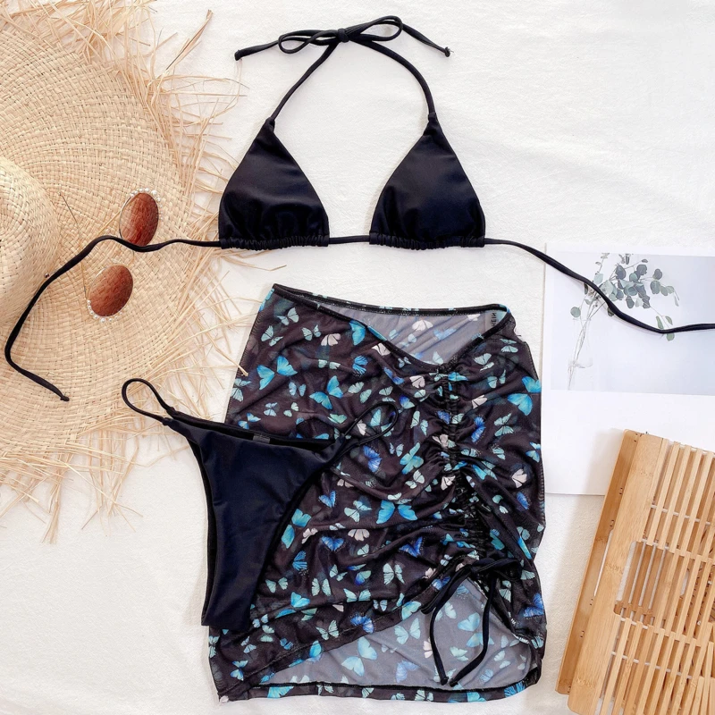 3 Piece High Waist Mesh Swimsuit Sexy Triangle Micro Bikini Set Butterfly Print Swimwear Women String Solid Halter Bathing Suit
3 Piece High Waist Mesh Swimsuit Sexy Triangle Micro Bikini Set Butterfly Print Swimwear Women String Solid Halter Bathing Suit
