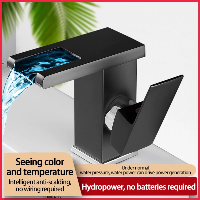 LED Waterfall Bathroom Basin Faucet Cold Hot Water Temperature Control Three-Color Color Change Powered By Water Flow Sink Tap
LED Waterfall Bathroom Basin Faucet Cold Hot Water Temperature Control Three-Color Color Change Powered By Water Flow Sink Tap