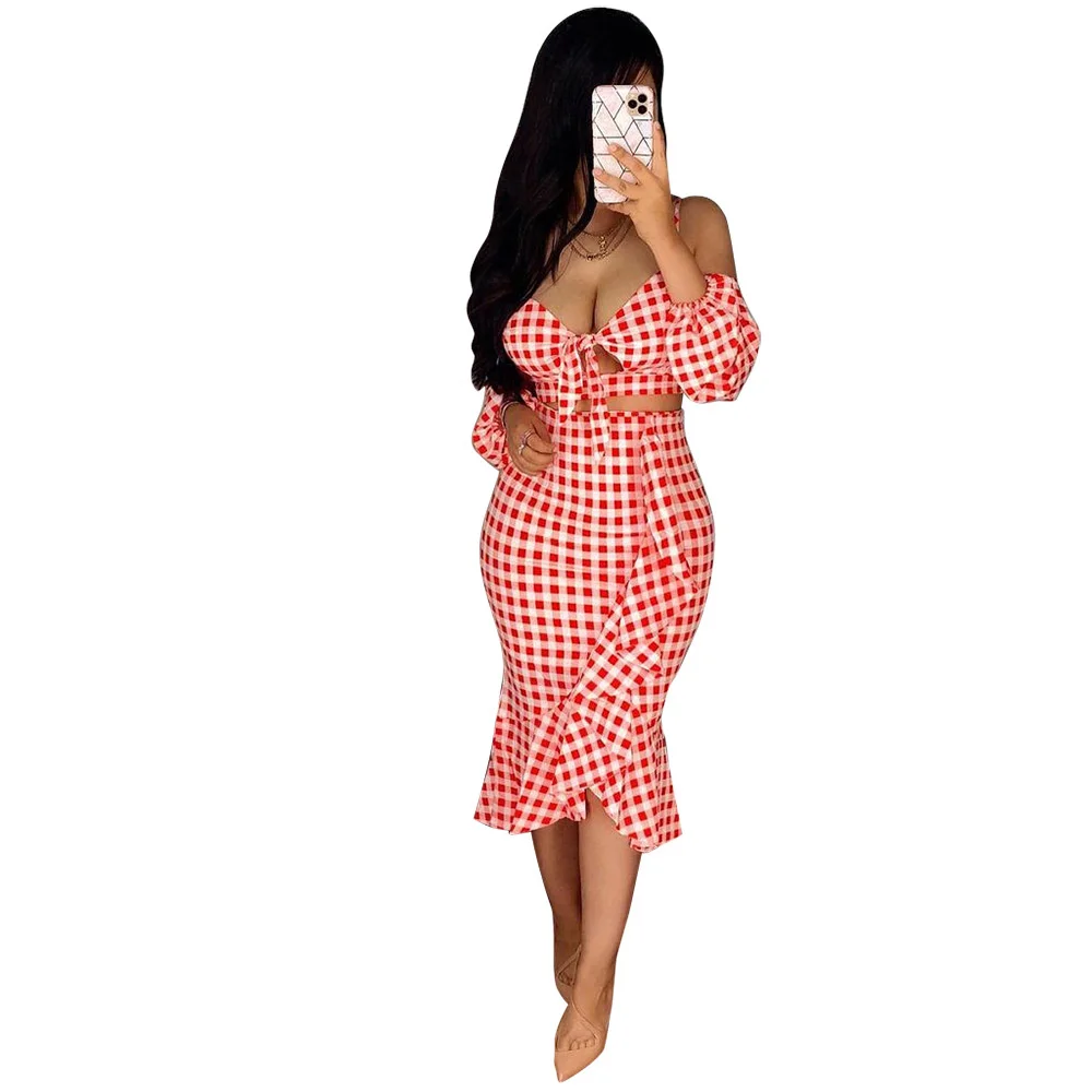 Cutubly Long Sleeve Women Set Plaid Printing Skirt For Women Lace-Up Top Sling Ruffle Dress Sexy Hip Skirt 2 Piece Set
Cutubly Long Sleeve Women Set Plaid Printing Skirt For Women Lace-Up Top Sling Ruffle Dress Sexy Hip Skirt 2 Piece Set