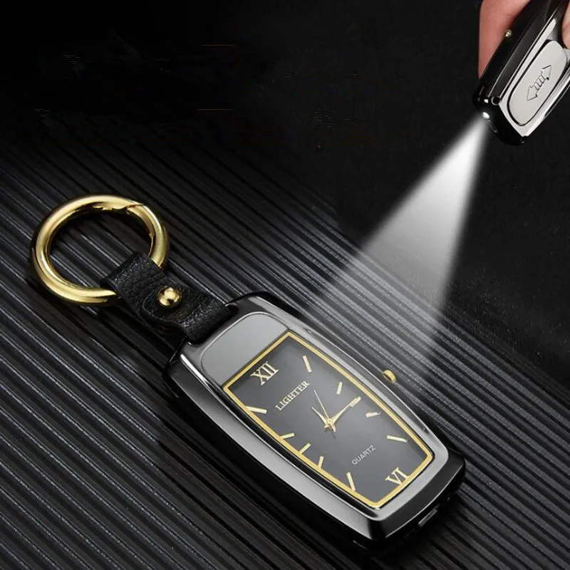 New Watch lighter Keychain lighter Small flashlight lighter multi-function USB charging windproof cigarette electronic lighters
New Watch lighter Keychain lighter Small flashlight lighter multi-function USB charging windproof cigarette electronic lighters