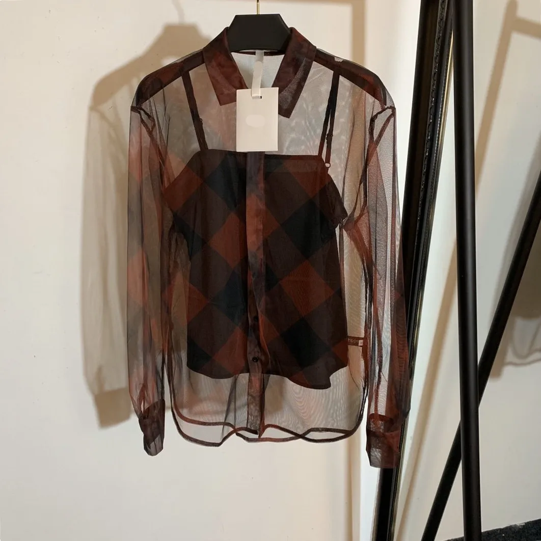 Spring Aummer High quality women's mesh Shirts High quality plaid blousers Top A491
Spring Aummer High quality women's mesh Shirts High quality plaid blousers Top A491