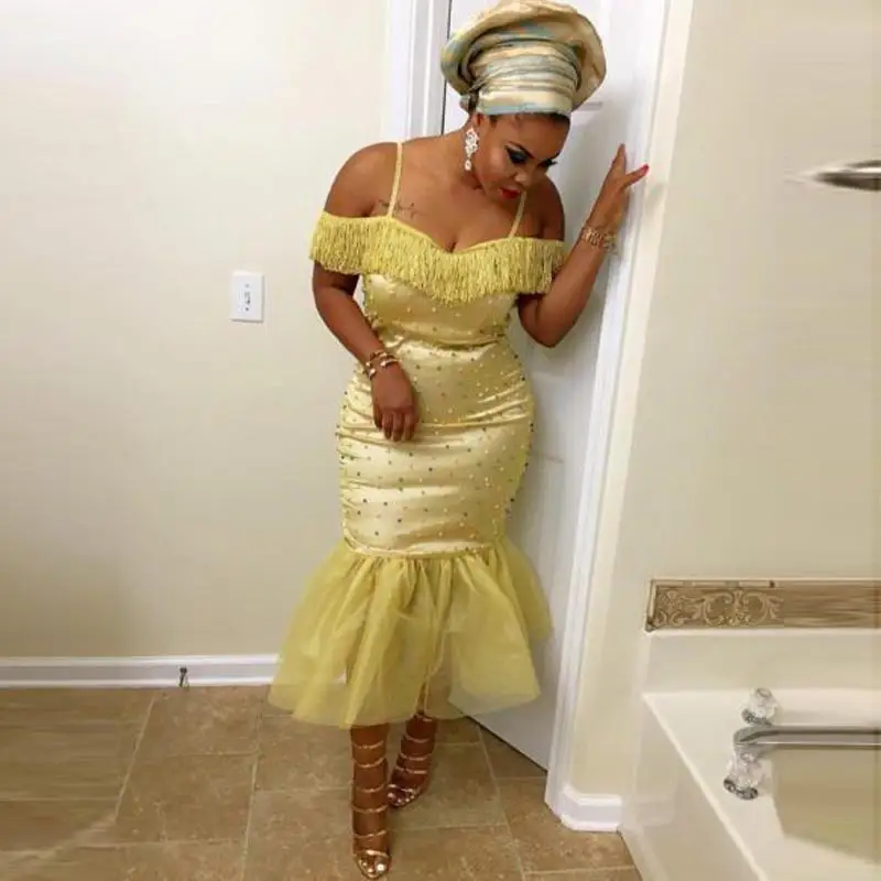 Tea Length Prom Dresses Off The Shoulder Tassels Sequins Beading Mermaid Evening Gowns Plus Size Party Wear
Tea Length Prom Dresses Off The Shoulder Tassels Sequins Beading Mermaid Evening Gowns Plus Size Party Wear