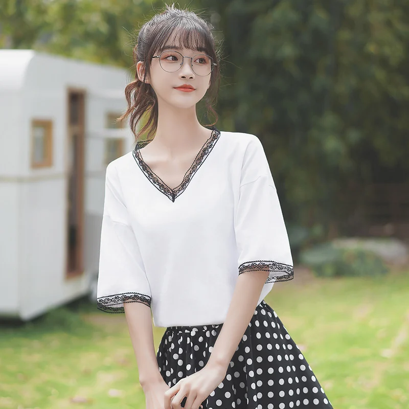 Шикарная футболка цвета хаки, новинка 2020, футболка с коротким рукавом для студентов, женский свободный кружевной топ с V-образным вырезом, од...
Шикарная футболка цвета хаки, новинка 2020, футболка с коротким рукавом для студентов, женский свободный кружевной топ с V-образным вырезом, од...