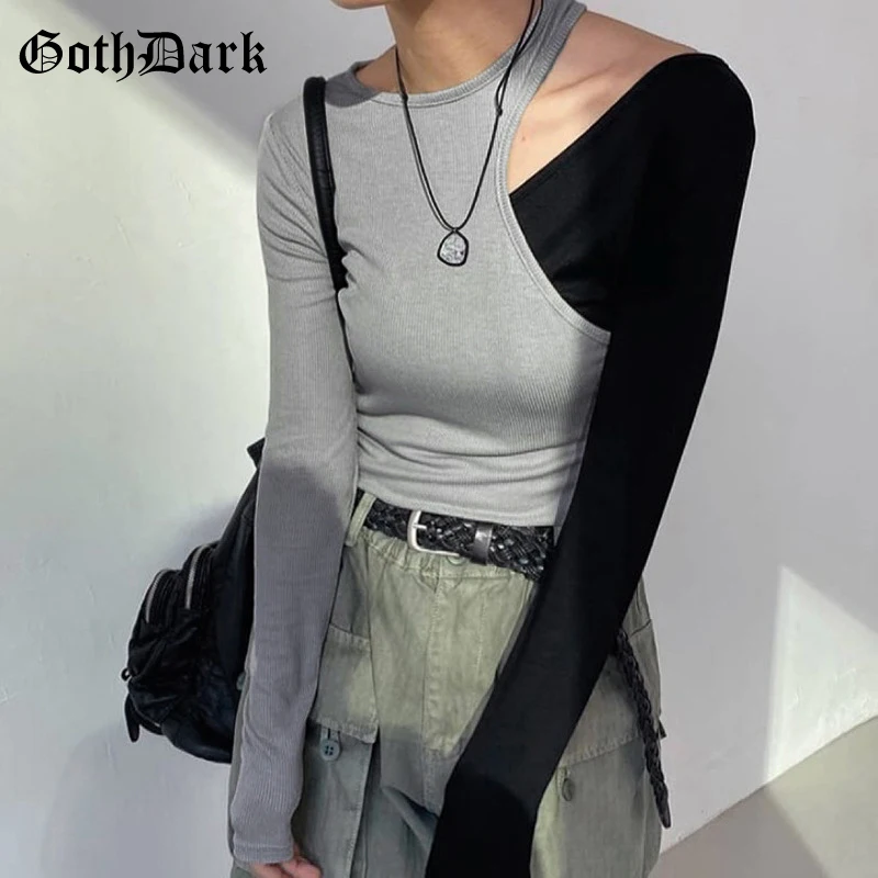 Goth Dark Y2k Punk Women Ribbed Autumn T-shirts Techwear Casual Fashion Patchwork 2pc Tops Bodycon Hollow Out Long Sleeve Outfit
Goth Dark Y2k Punk Women Ribbed Autumn T-shirts Techwear Casual Fashion Patchwork 2pc Tops Bodycon Hollow Out Long Sleeve Outfit