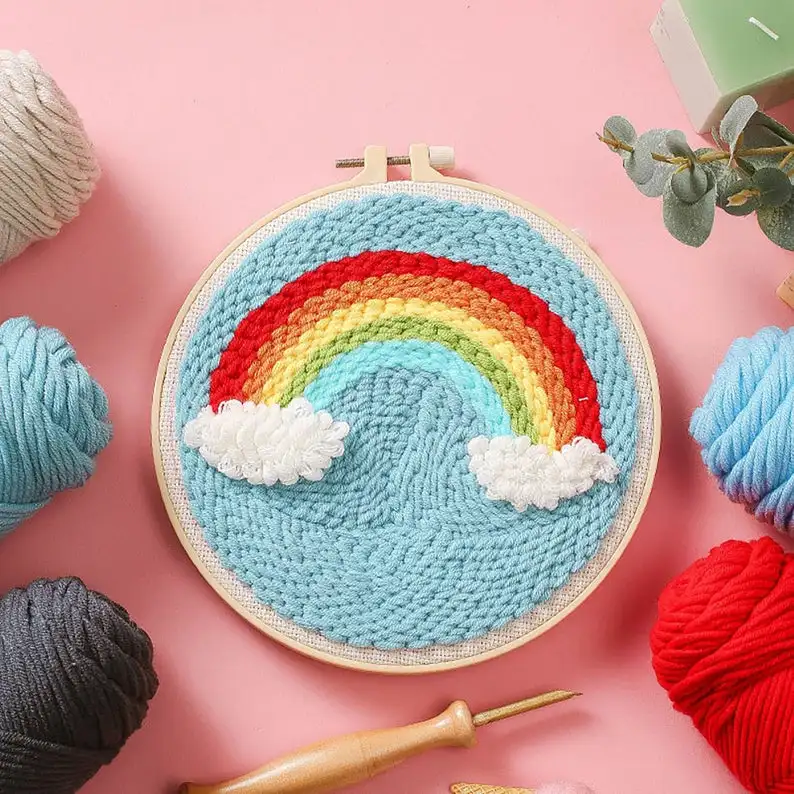 Rainbow Clouds Beginner Punch Needle Kits, DIY Embroidery Kit, Punch Needle Kit with Yarn, Punch Needle Pattern, Rug Hook Design
Rainbow Clouds Beginner Punch Needle Kits, DIY Embroidery Kit, Punch Needle Kit with Yarn, Punch Needle Pattern, Rug Hook Design