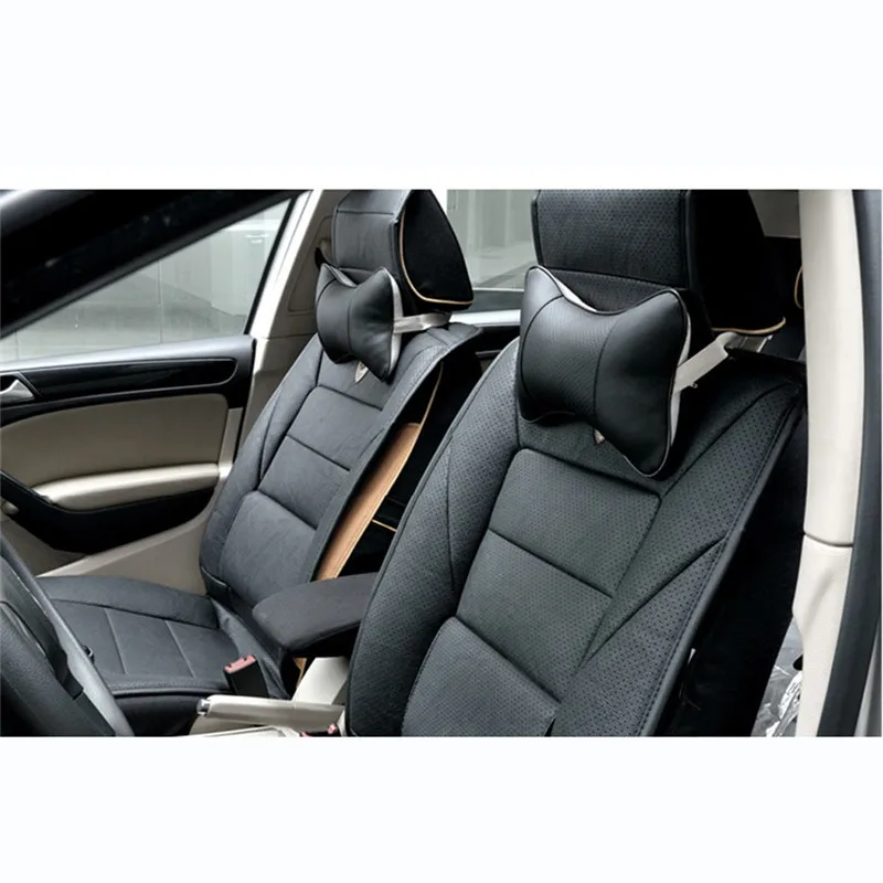 1pcs Universal Car Neck Pillows PVC Leather Breathable Mesh Auto Rest Headrest Cushion Pillow Interior Accessories | Автомобили и