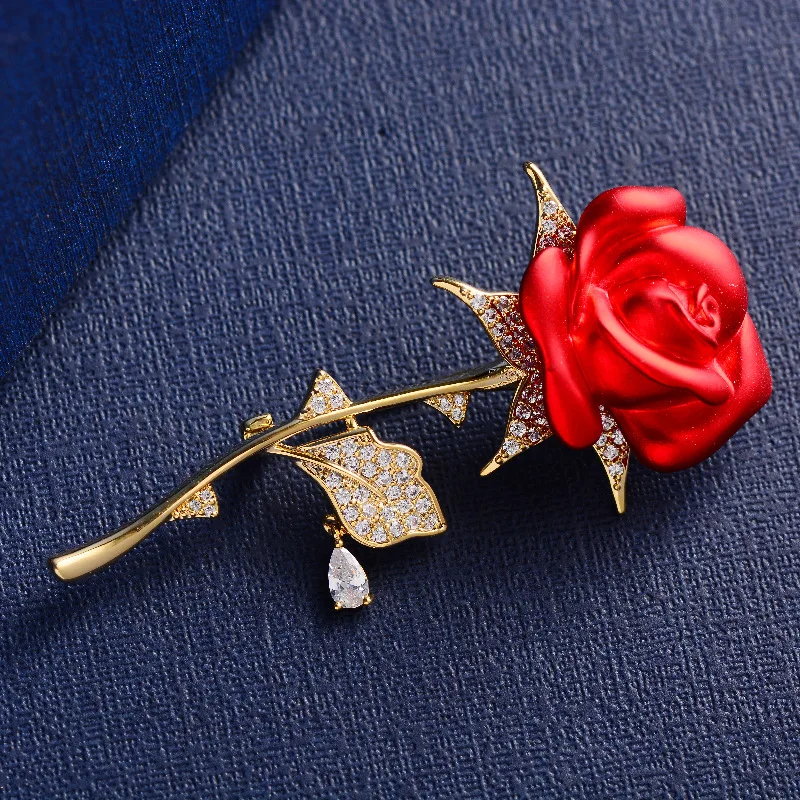 High Quality Gold Plated Metal Pins For Clothes Fashion Romantic Blue / Red Rose Flower Brooches Women Valentine's Day Gift
High Quality Gold Plated Metal Pins For Clothes Fashion Romantic Blue / Red Rose Flower Brooches Women Valentine's Day Gift