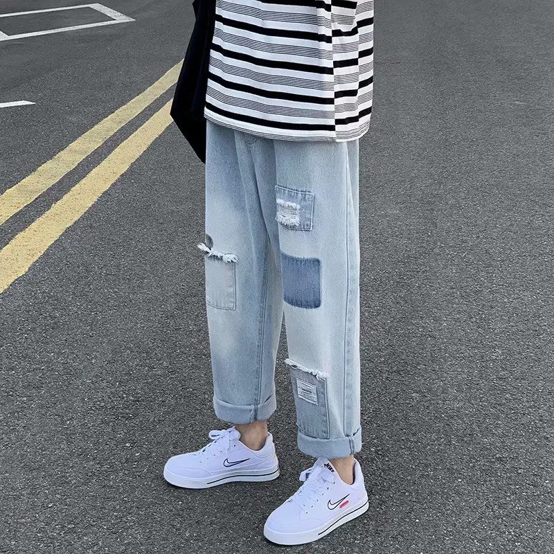 Hole jeans men's Nintendo fashion brand ins Korean loose fashion Hong Kong wind net red straight tube patch beggar pants
Hole jeans men's Nintendo fashion brand ins Korean loose fashion Hong Kong wind net red straight tube patch beggar pants