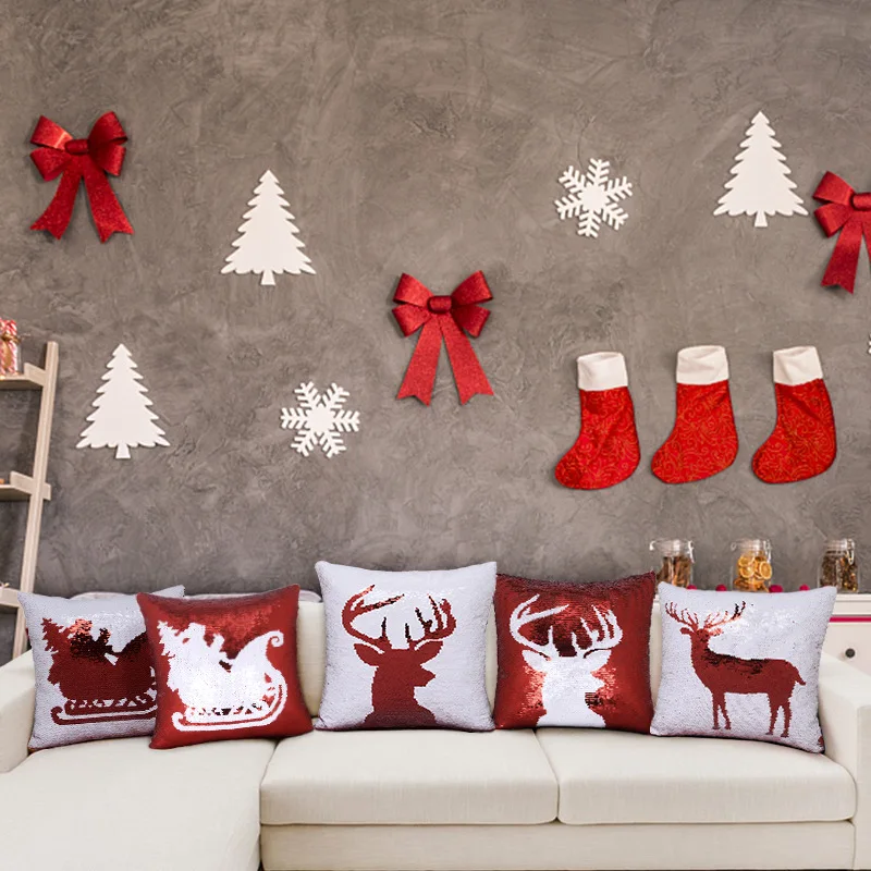 Christmas Snowflake Deer Head Sequins Pillowcase 16x16in Fashion New Christmas Series Pillow Cover 40cm * 40cm Home Decoration
Christmas Snowflake Deer Head Sequins Pillowcase 16x16in Fashion New Christmas Series Pillow Cover 40cm * 40cm Home Decoration