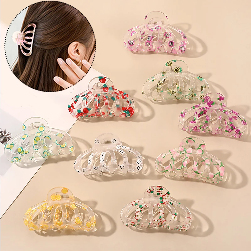 Fruit Transparent Hairpin Crab Claws Transparent Fashion Flowers Barrette for Women Hair Accessories Simple Style Hair Clip
Fruit Transparent Hairpin Crab Claws Transparent Fashion Flowers Barrette for Women Hair Accessories Simple Style Hair Clip
