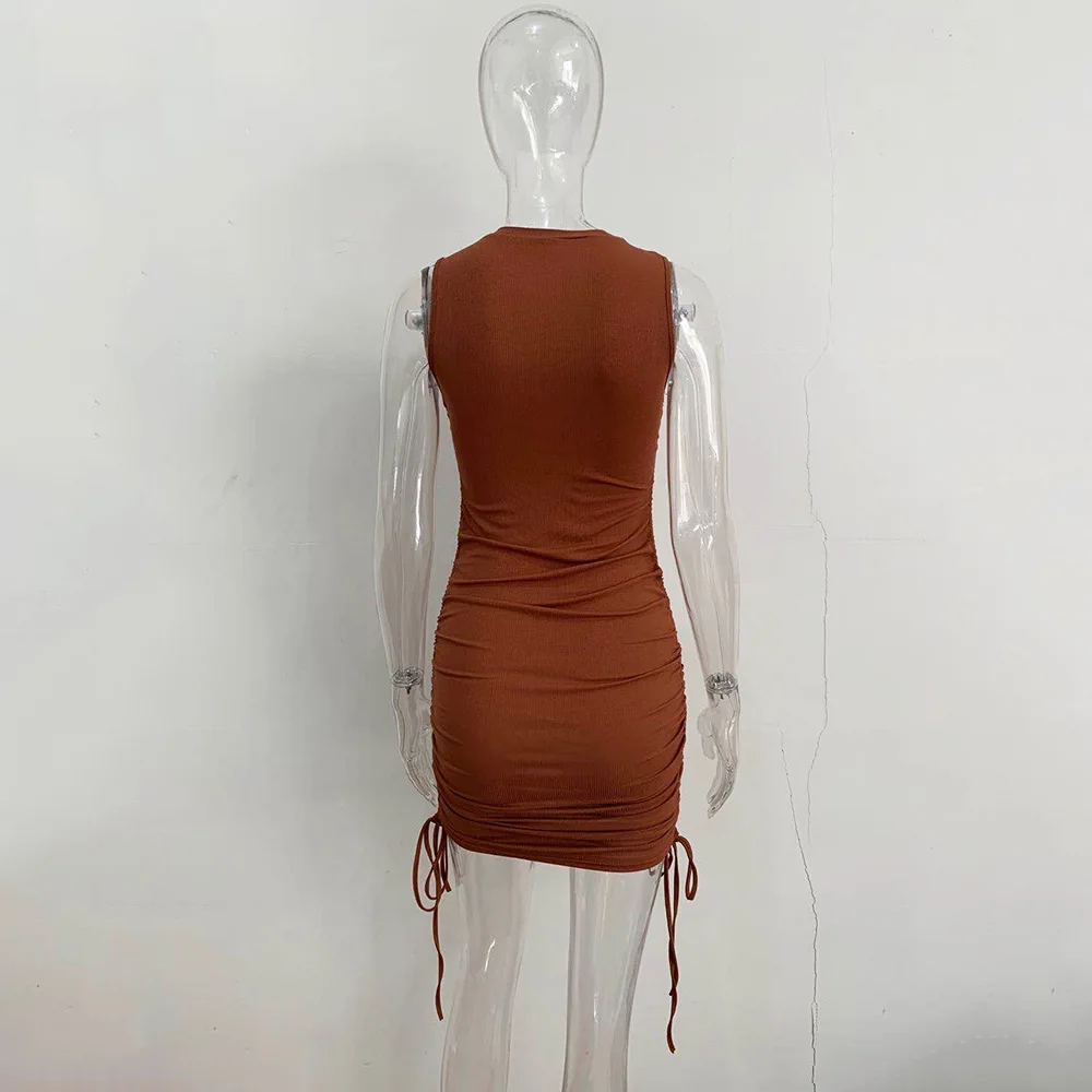 Sexy Club Dress 2020 Ruched Drawstring Coffee Summer Dress Black O-neck Mini Cotton Office Dresses Vestido De Mujer
Sexy Club Dress 2020 Ruched Drawstring Coffee Summer Dress Black O-neck Mini Cotton Office Dresses Vestido De Mujer