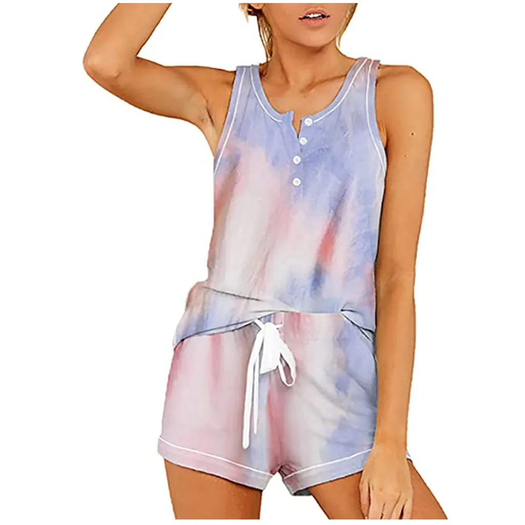 Модный женский пижамный комплект Tie-Dye, топ на пуговицах, шорты, свободная Пижама, ночная рубашка, женские удобные комплекты, женская ночная р... 
Модный женский пижамный комплект Tie-Dye, топ на пуговицах, шорты, свободная Пижама, ночная рубашка, женские удобные комплекты, женская ночная р...