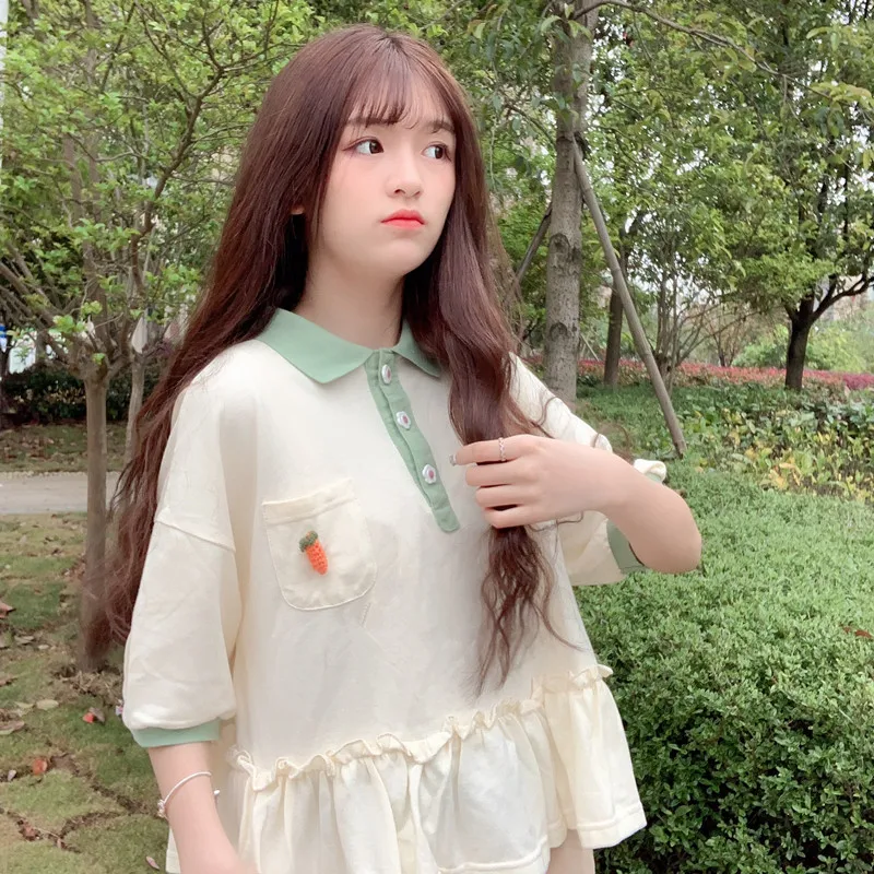 loose turn-down collar pockets sweet cute Women's Clothing summer style fashion high quality ladies tops camisa feminina T-Shirt
loose turn-down collar pockets sweet cute Women's Clothing summer style fashion high quality ladies tops camisa feminina T-Shirt