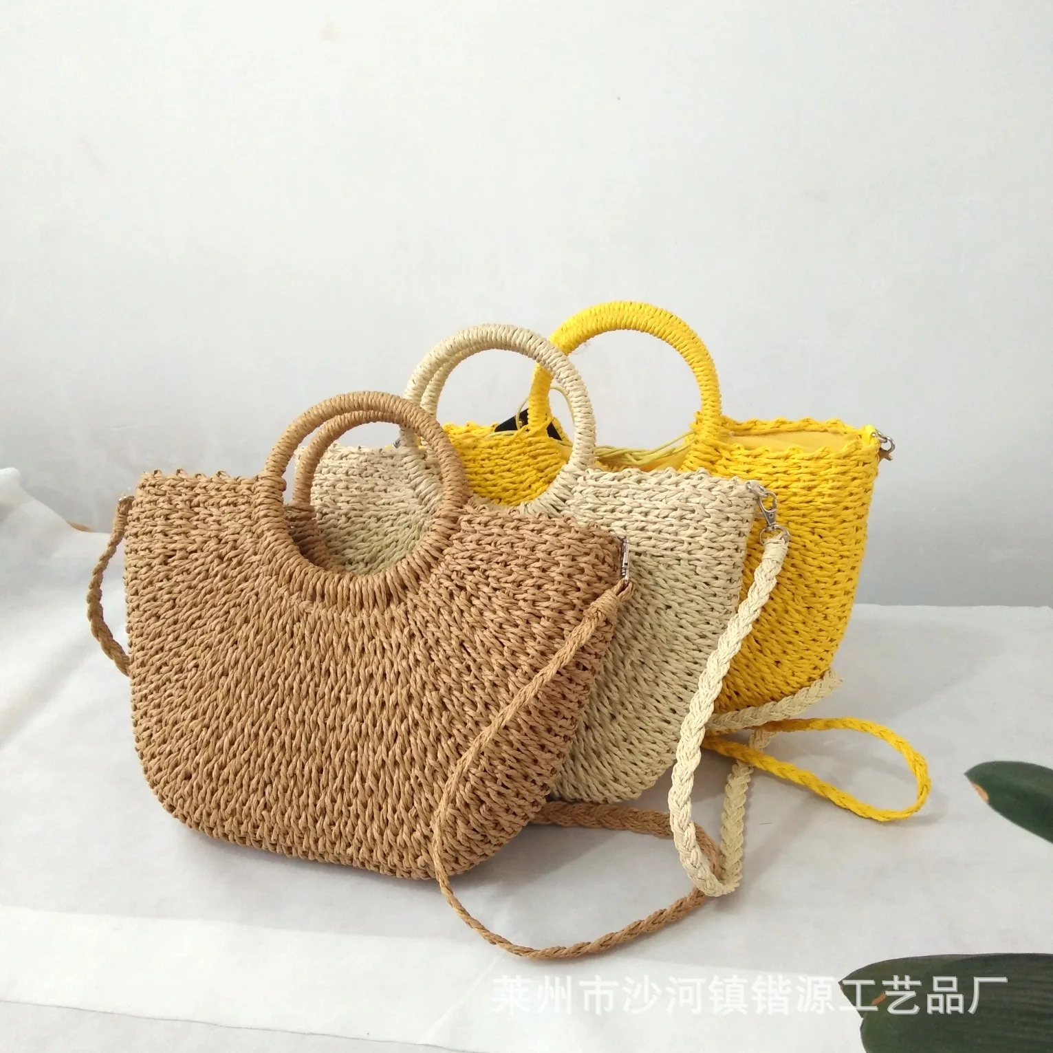 

Manufacturers Direct Selling New Style Paper String Versitile Fashion Vintage Shoulder Bag Beach Bag Handmade Woven Bag Straw Ba