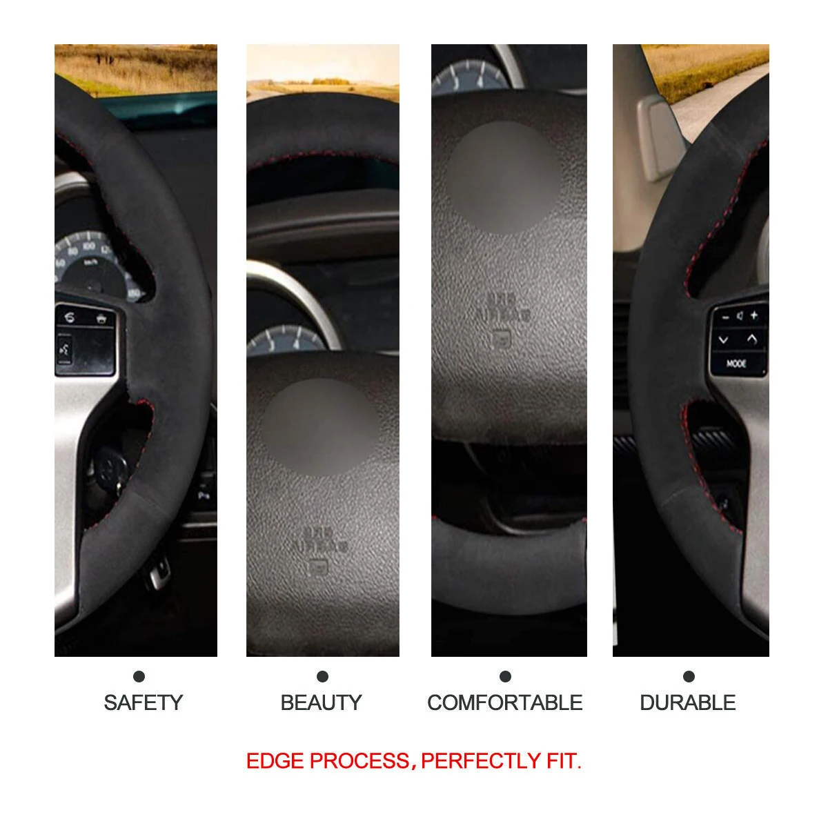 Hand Stitch Black DIY Suede Steering Wheel Cover for Toyota Land Cruiser Prado Tundra Tacoma 4Runner Sequoia
Hand Stitch Black DIY Suede Steering Wheel Cover for Toyota Land Cruiser Prado Tundra Tacoma 4Runner Sequoia