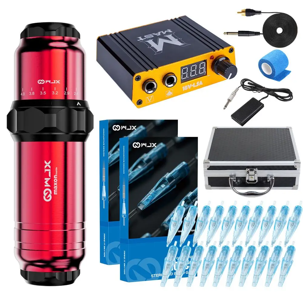 Maxon Motor Professional Six Stroke Length Rotary Tattoo Machine Set with WJX Cartridge Mast Digital Dual LCD Power Supply Kit
Maxon Motor Professional Six Stroke Length Rotary Tattoo Machine Set with WJX Cartridge Mast Digital Dual LCD Power Supply Kit