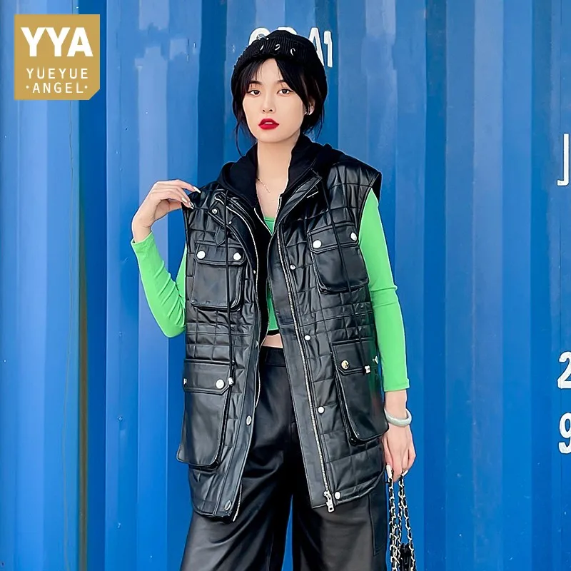 2022 Autumn Winter New Womens Thicken Warm Sheepskin Genuine Leather Plaid Womens Vest Hooded High Street Vest Outerwear
2022 Autumn Winter New Womens Thicken Warm Sheepskin Genuine Leather Plaid Womens Vest Hooded High Street Vest Outerwear