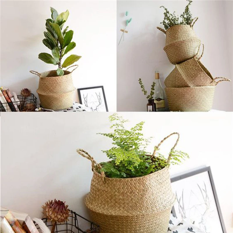 Foldable Natural Seaweed Woven Storage Pot Garden Flower Vase Hanging Baskets Home Decor Planter
Foldable Natural Seaweed Woven Storage Pot Garden Flower Vase Hanging Baskets Home Decor Planter