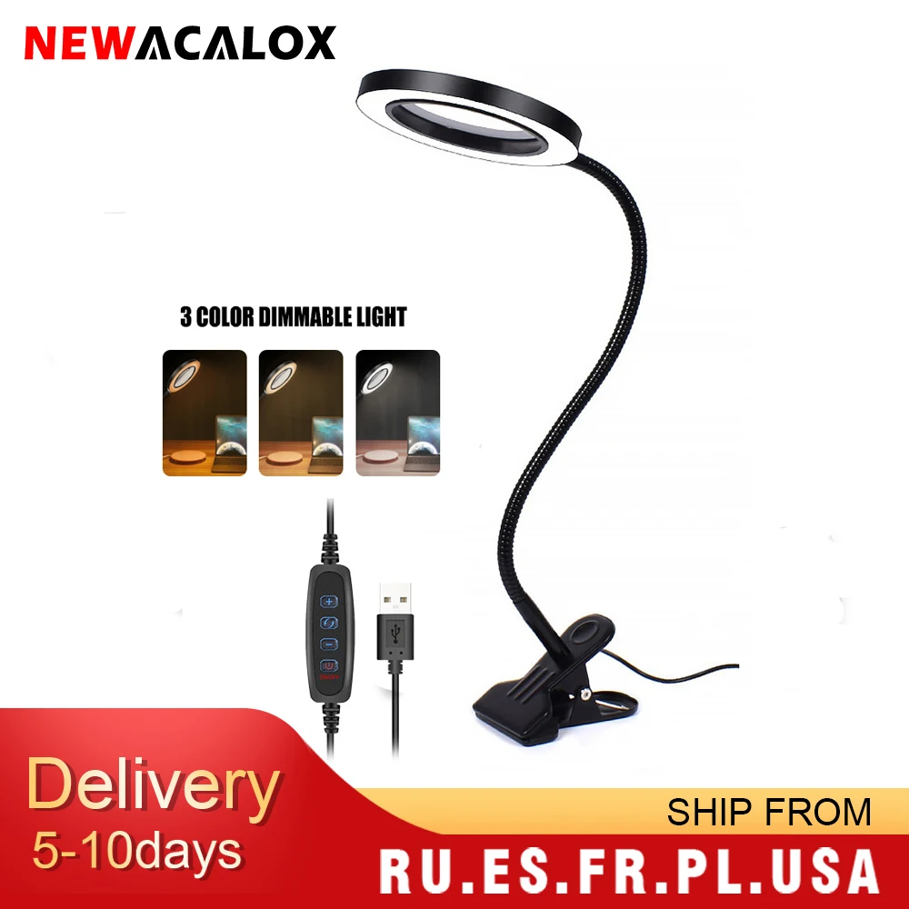 Светодиодный увеличитель NEWACALOX 3X/5X USB Гибкий Настольный зажим для чтения/сварки