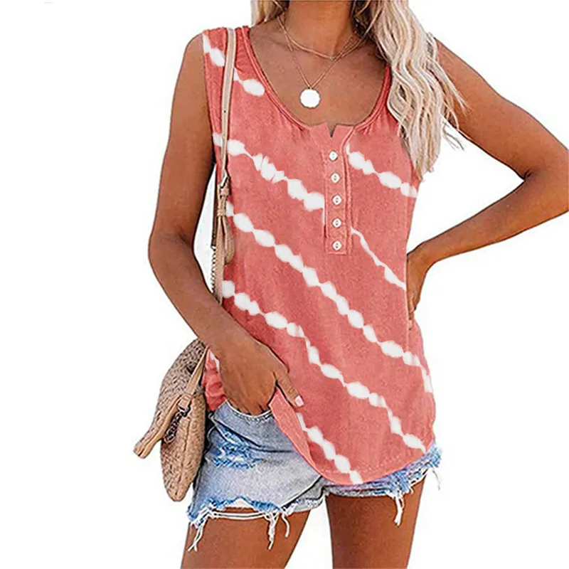 2021 Summer New Style Striped Printed Women's Vest Sell Like Hot Casual Loose Sleeveless O Neck Button Fashion Ladies Tee Top
2021 Summer New Style Striped Printed Women's Vest Sell Like Hot Casual Loose Sleeveless O Neck Button Fashion Ladies Tee Top
