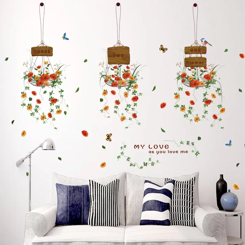Creative Potted Flower Wall Sticker Hanging Baskets Painting Sticker for Living Room Girls Bedroom Decor Vinyl Wallpaper
Creative Potted Flower Wall Sticker Hanging Baskets Painting Sticker for Living Room Girls Bedroom Decor Vinyl Wallpaper