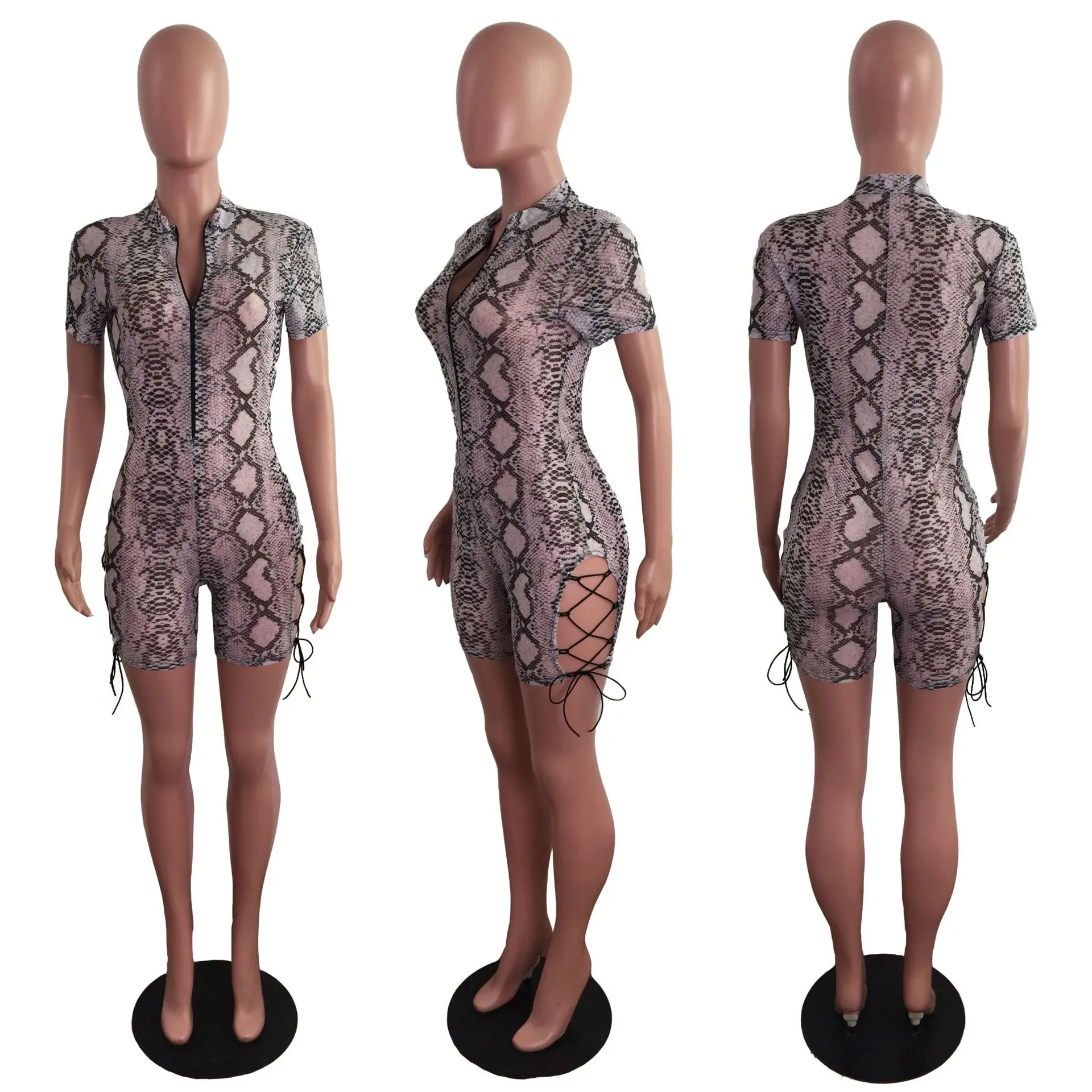 Mandylandy Playsuits Sexy Short Sleeve Zipper V-neck High Waist Straight Playsuits Women's Snake Print Slim Bandage Playsuits
Mandylandy Playsuits Sexy Short Sleeve Zipper V-neck High Waist Straight Playsuits Women's Snake Print Slim Bandage Playsuits