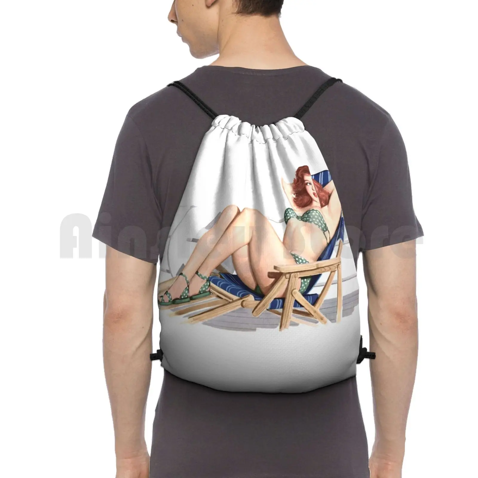 Sexy Redhead Pinup Girl In Bikini On Deck Chair Backpack Drawstring Bags Gym Bag Waterproof Pinup Girls Up Sexy Bikini
Sexy Redhead Pinup Girl In Bikini On Deck Chair Backpack Drawstring Bags Gym Bag Waterproof Pinup Girls Up Sexy Bikini