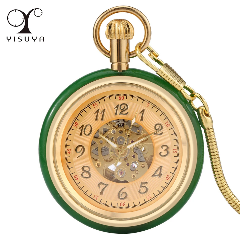 Luxury Jade Mechanical Self-Winding Pocket Watch Arabic Numerals Golden Transparent Skeleton Pendant Automatic Antique CLock
Luxury Jade Mechanical Self-Winding Pocket Watch Arabic Numerals Golden Transparent Skeleton Pendant Automatic Antique CLock
