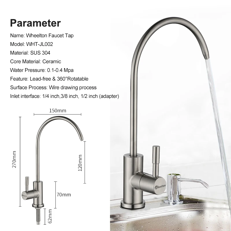 Wheelton 360 Degree Rotation RO Water Purifier Direct Drinking Faucet SUS304 Lead-Free Large Arc Kitchen Sink Tap
Wheelton 360 Degree Rotation RO Water Purifier Direct Drinking Faucet SUS304 Lead-Free Large Arc Kitchen Sink Tap