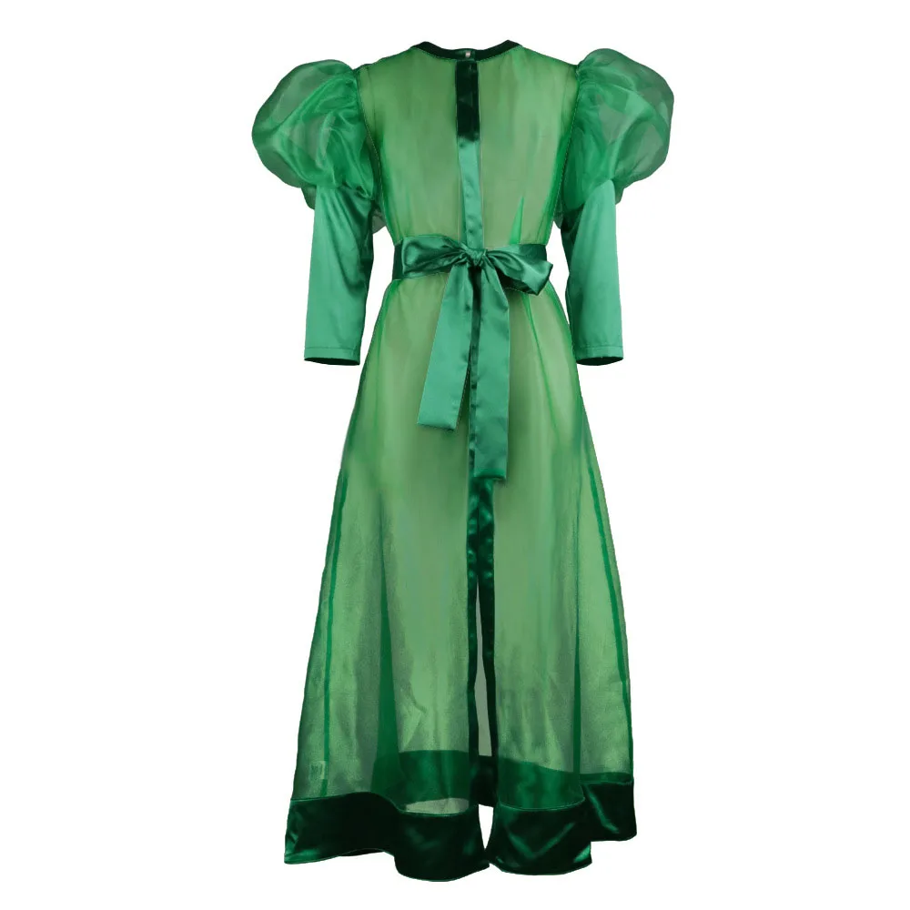 Chic Green Sexy Sheer Top Transparent Mesh Retro Lantern Sleeve Long Blouse Women Lace Up Plus Size See Through Casual Shirt
Chic Green Sexy Sheer Top Transparent Mesh Retro Lantern Sleeve Long Blouse Women Lace Up Plus Size See Through Casual Shirt