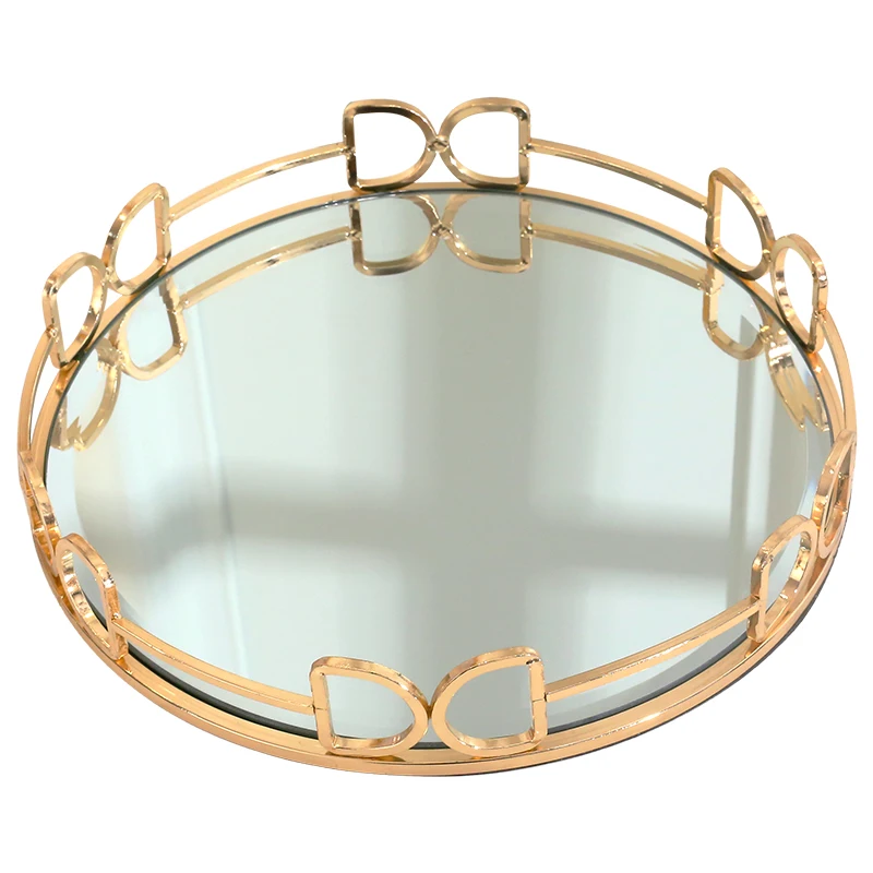 Gold Stainless Steel Mirrored Tray Home Decor round Gateby Serving Tray Luxury candle centerpiece Storage Tray 
Gold Stainless Steel Mirrored Tray Home Decor round Gateby Serving Tray Luxury candle centerpiece Storage Tray