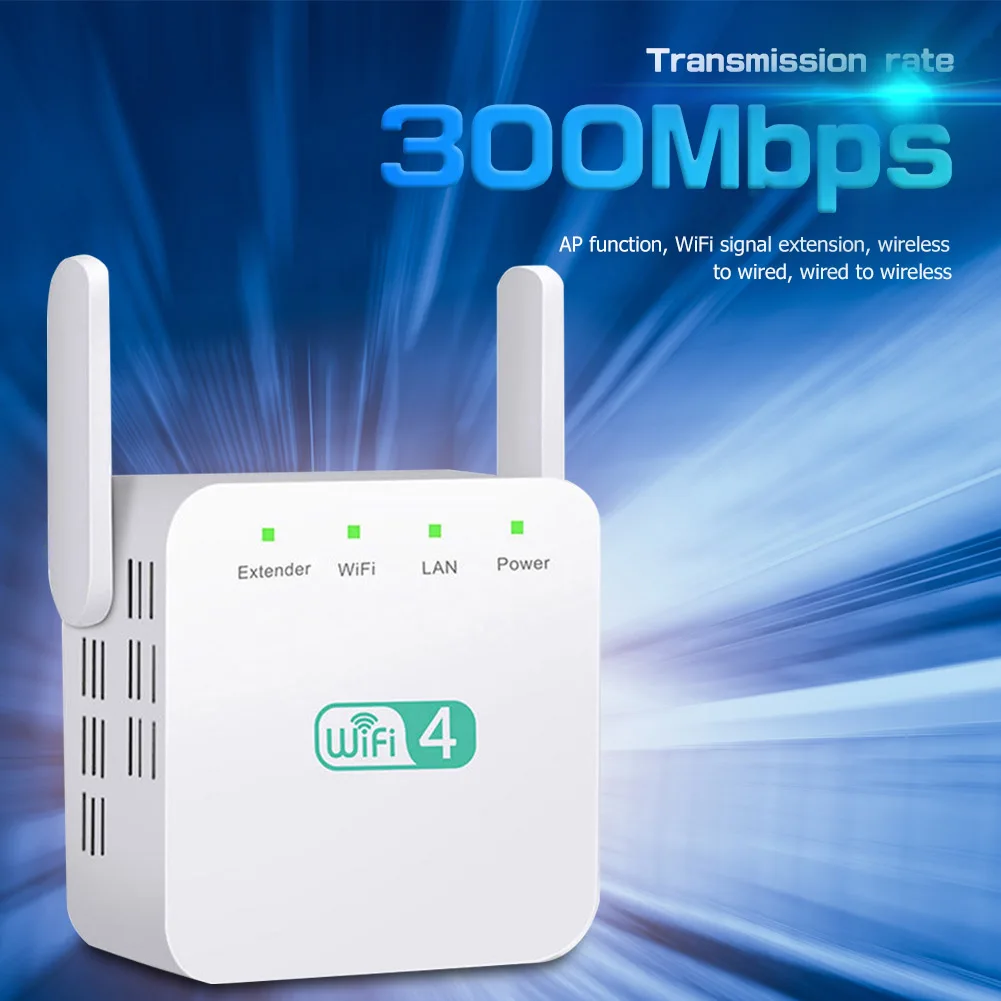 300Mbps WiFi Repeater 2.4GHz Range Extender Wireless Repeater Amplifier Signal Booster 3 Antenna Long Range Expander Router
300Mbps WiFi Repeater 2.4GHz Range Extender Wireless Repeater Amplifier Signal Booster 3 Antenna Long Range Expander Router