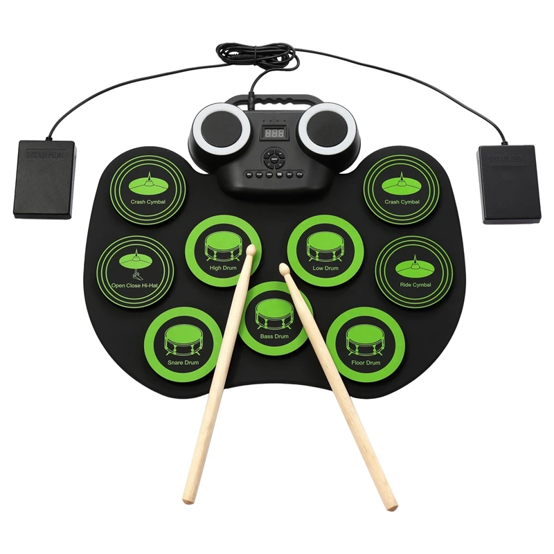 Electronic Drum Kit 9 Pads of Roll-Up Practice Drum Set Flashing Light Bluetooth Drum Set Built-in Dual Speakers
Electronic Drum Kit 9 Pads of Roll-Up Practice Drum Set Flashing Light Bluetooth Drum Set Built-in Dual Speakers