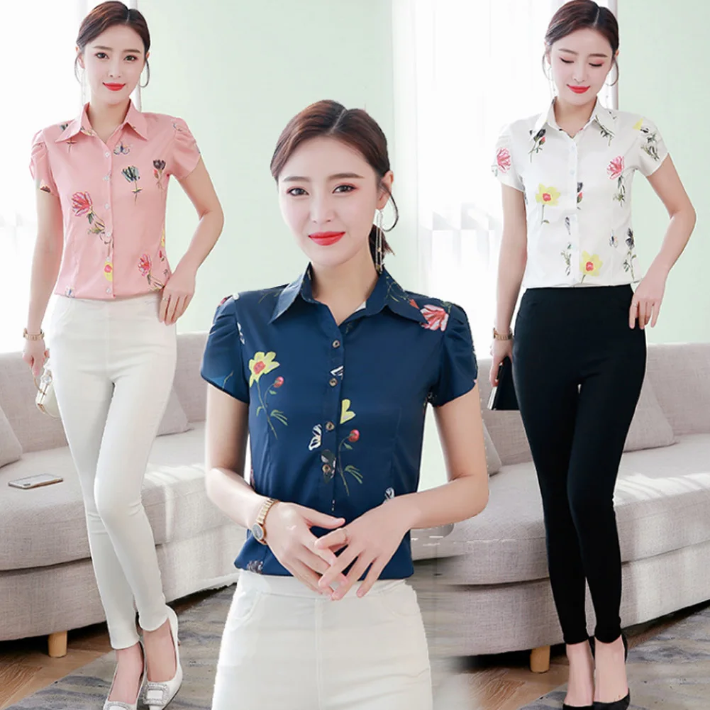 Women Printed Chiffon Shirt Slim Fit Short Sleeve Shirts Top Work Office MAEA99
Women Printed Chiffon Shirt Slim Fit Short Sleeve Shirts Top Work Office MAEA99