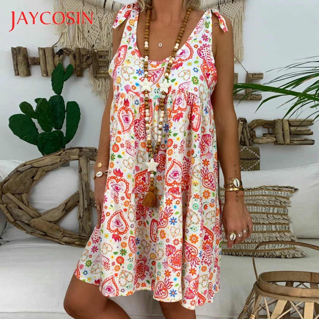 JAYCOSIN винтажное 5XL женское летнее платье свободное с принтом vestidos рукав три